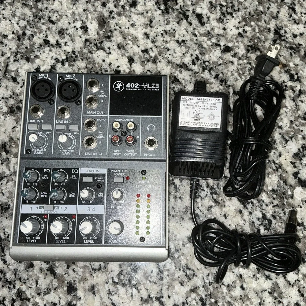 Mackie 402-VLZ3 4-Channel Compact Mixer w/ Power Adapter – Tested Working